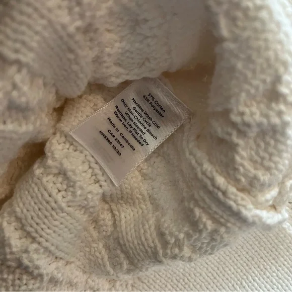 Talbots mock neck knit sweater vest top white cable knit cotton blend petites XL - Picture 4 of 4